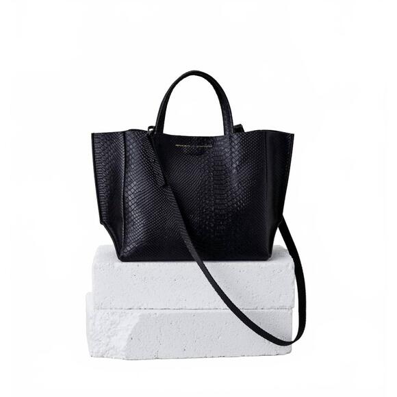 NEW AMPERSAND AS APOSTROPHE women's half tote bag in black python
